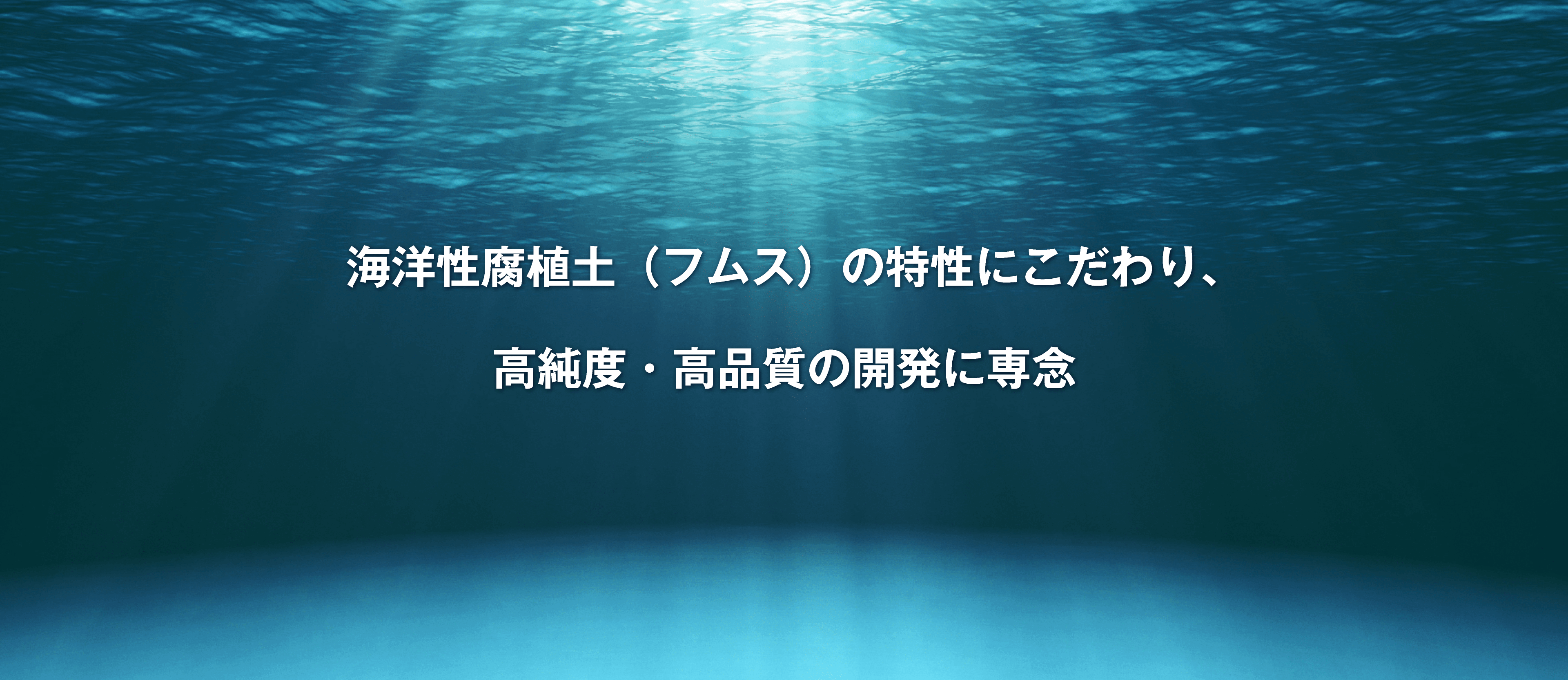 海洋性腐植土（フムス）の特性にこだわり、高純度・高品質の開発に専念
